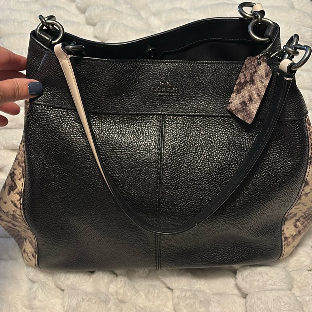 Coach black/leopard hobo